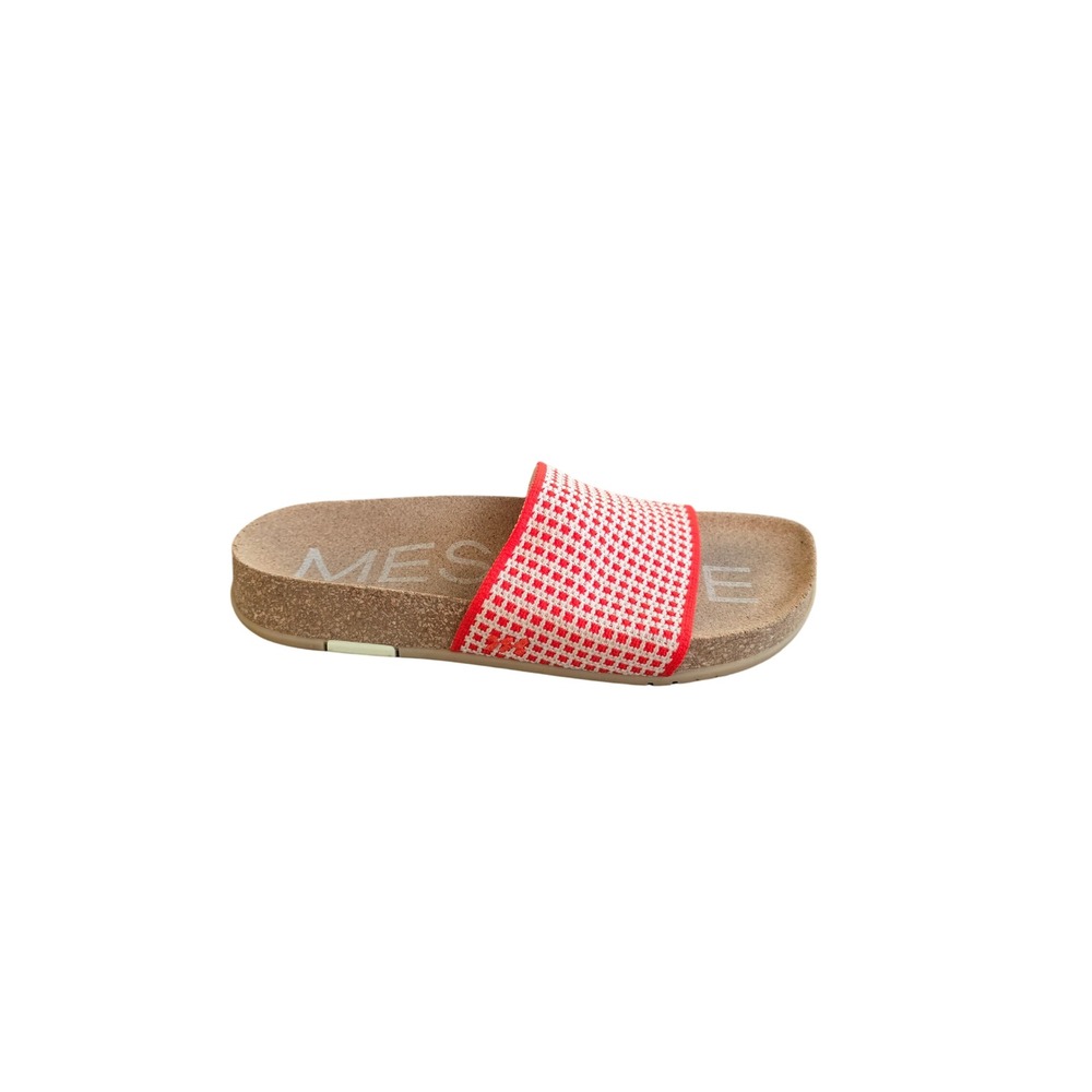 Message Mullen Slide Sandals Micro Red White Checkered Cork Footbed 36 EU 6.5 US